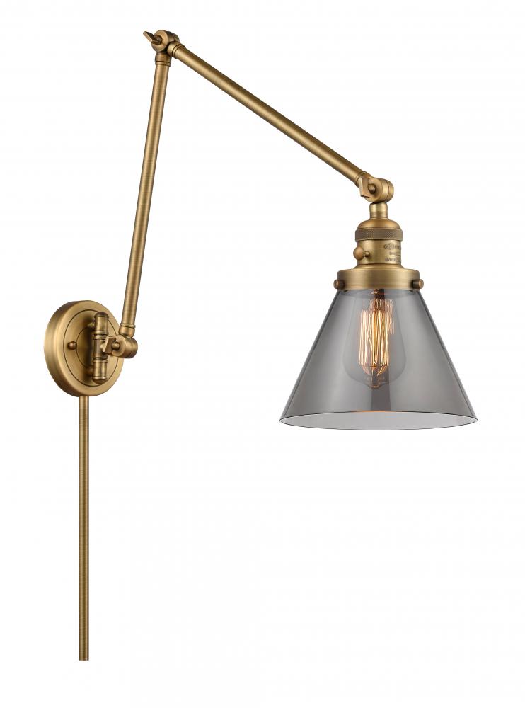 Cone - 1 Light - 8 inch - Brushed Brass -Adjustable Swing Arm