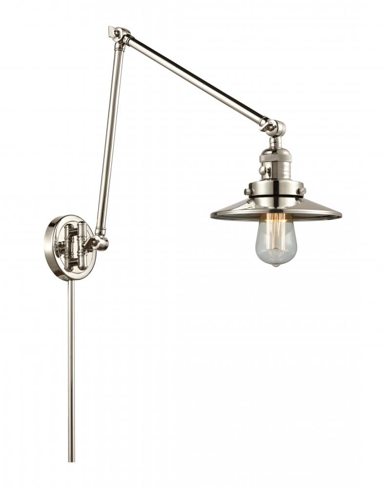 Railroad - 1 Light - 8 inch - Polished Nickel -Adjustable Swing Arm