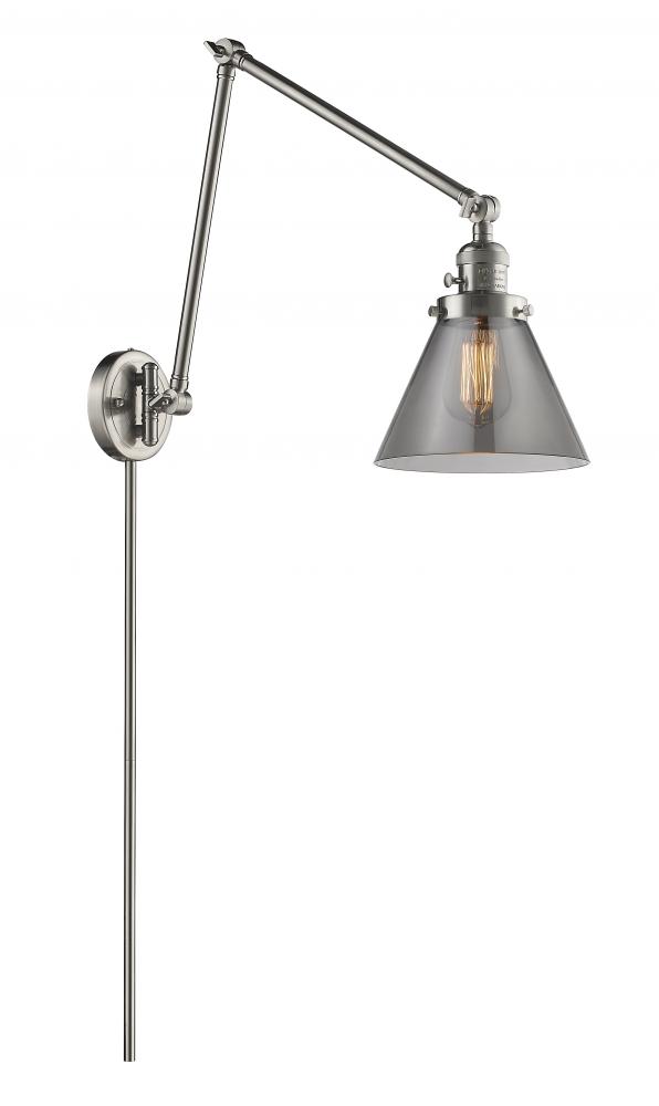 Cone - 1 Light - 8 inch - Brushed Satin Nickel -Adjustable Swing Arm