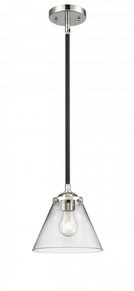 Cone - 1 Light - 8 inch - Black Polished Nickel - Stem hung - Mini Pendant
