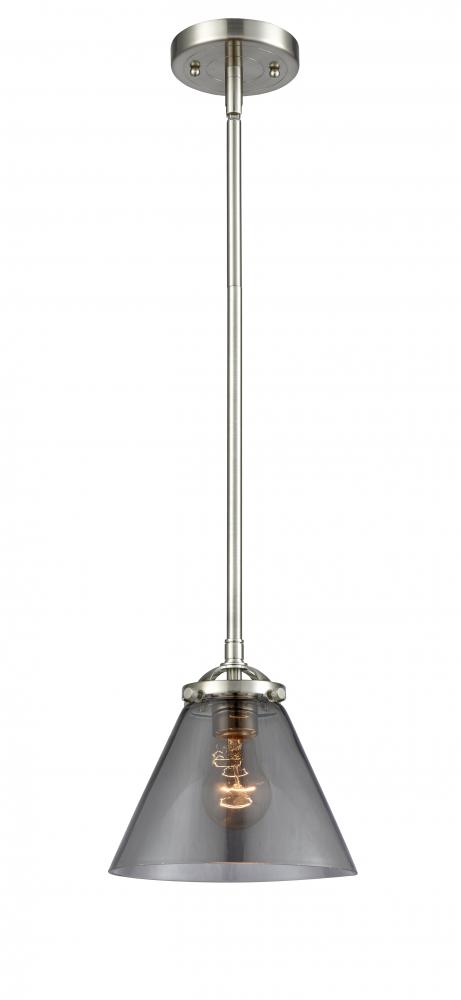 Cone - 1 Light - 8 inch - Brushed Satin Nickel - Stem hung - Mini Pendant