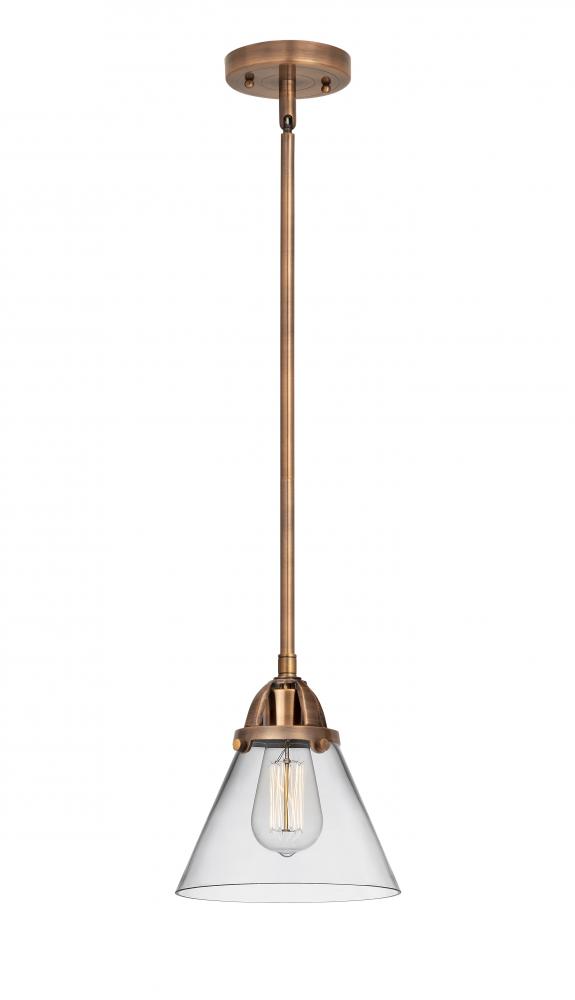 Cone - 1 Light - 8 inch - Antique Copper - Stem hung - Mini Pendant