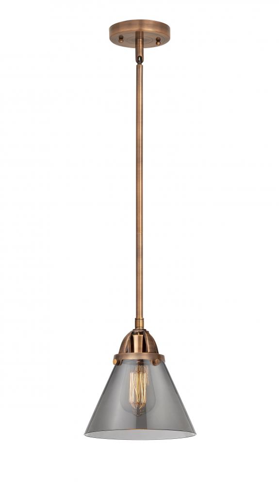 Cone - 1 Light - 8 inch - Antique Copper - Stem hung - Mini Pendant