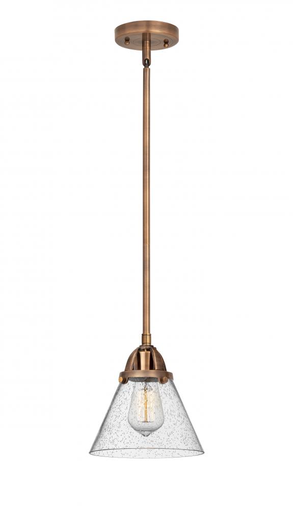 Cone - 1 Light - 8 inch - Antique Copper - Stem hung - Mini Pendant