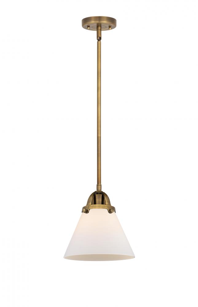 Cone - 1 Light - 8 inch - Brushed Brass - Stem hung - Mini Pendant