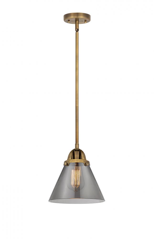Cone - 1 Light - 8 inch - Brushed Brass - Stem hung - Mini Pendant