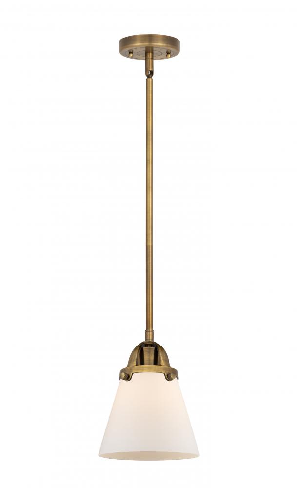 Cone - 1 Light - 6 inch - Brushed Brass - Stem hung - Mini Pendant