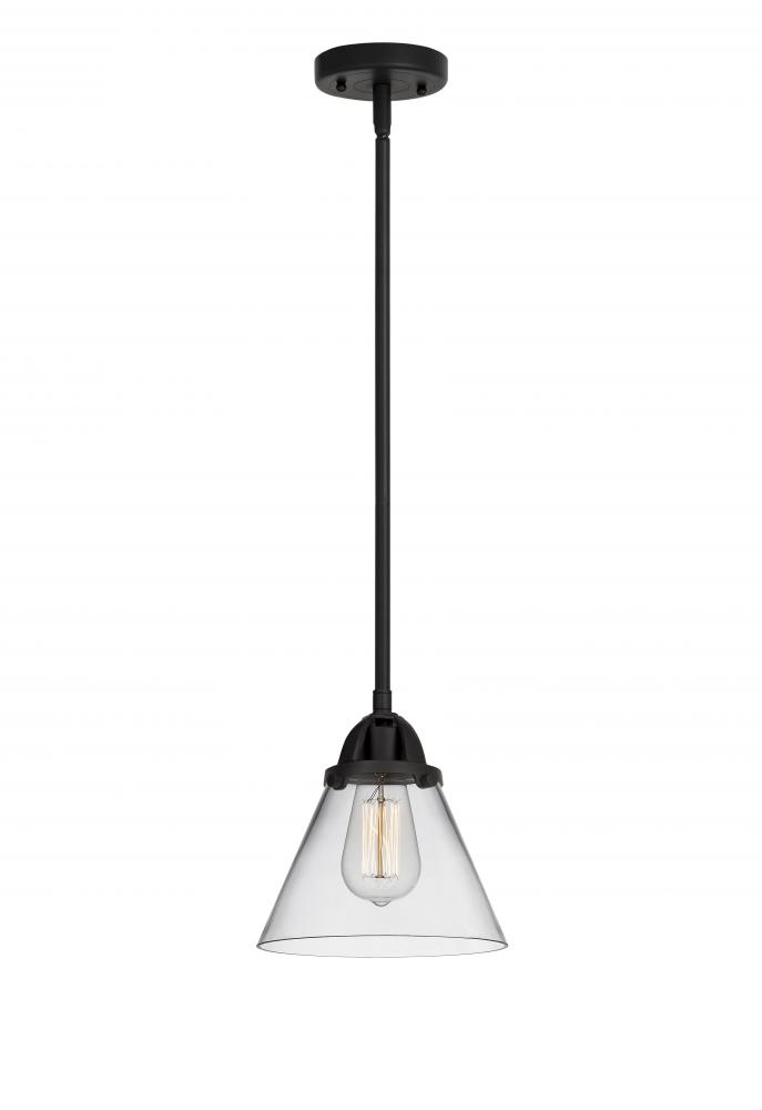 Cone - 1 Light - 8 inch - Matte Black - Stem hung - Mini Pendant