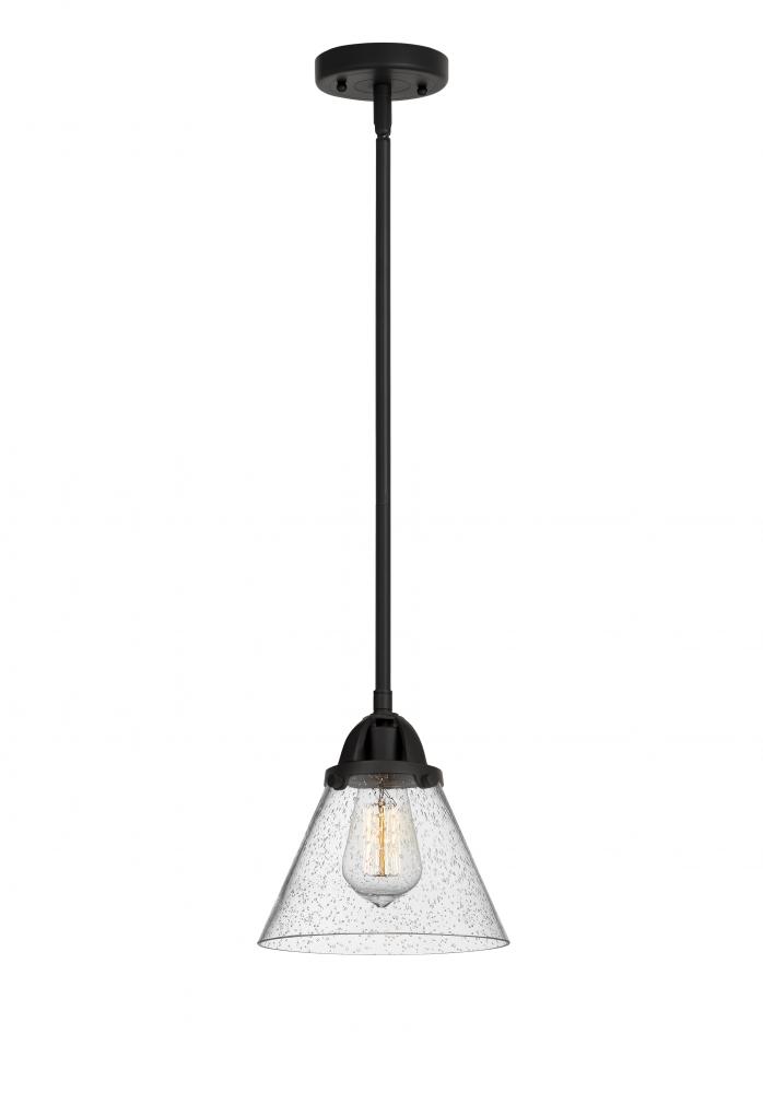Cone - 1 Light - 8 inch - Matte Black - Stem hung - Mini Pendant