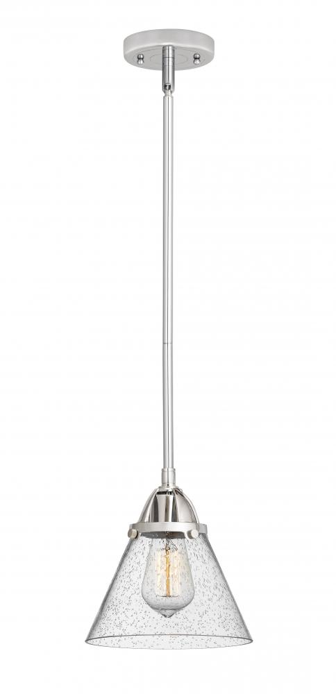 Cone - 1 Light - 8 inch - Polished Chrome - Stem hung - Mini Pendant