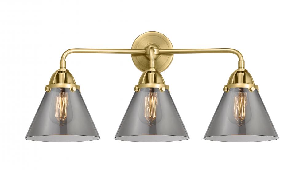 Cone - 3 Light - 26 inch - Satin Gold - Bath Vanity Light