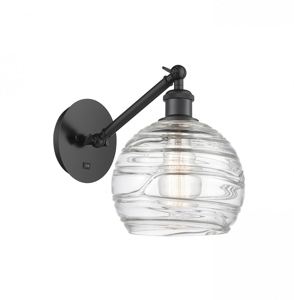 Athens Deco Swirl - 1 Light - 8 inch - Matte Black - Adjustable Sconce