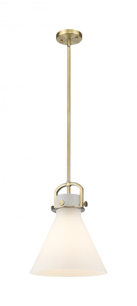Newton Cone - 1 Light - 12 inch - Brushed Brass - Mini Pendant
