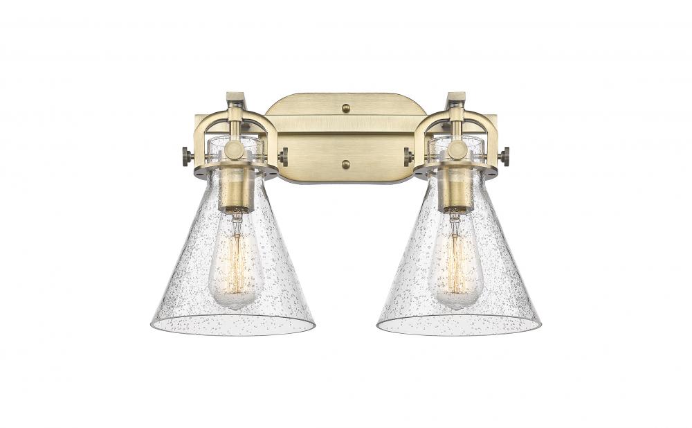 Newton Cone - 2 Light - 17 inch - Brushed Brass - Bath Vanity Light