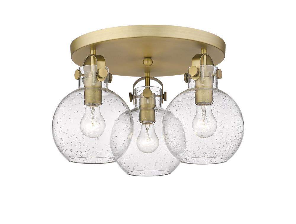Newton Sphere - 3 Light - 18 inch - Brushed Brass - Semi-Flush Mount