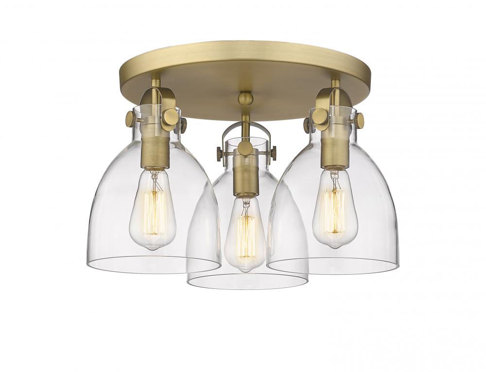Newton Bell - 3 Light - 18 inch - Brushed Brass - Semi-Flush Mount