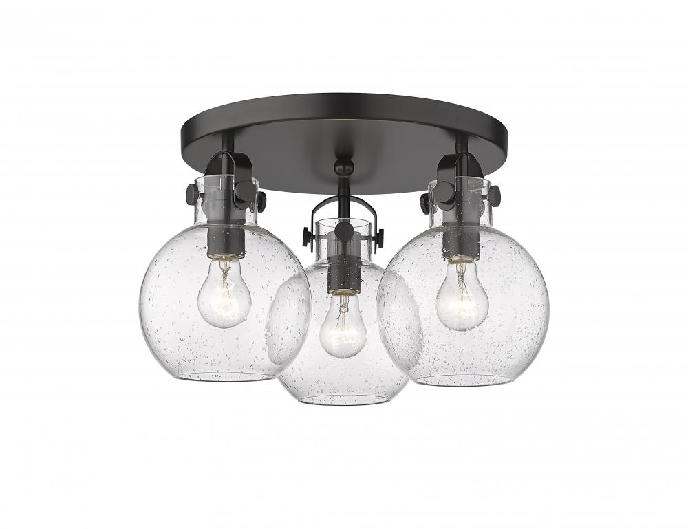 Newton Sphere - 3 Light - 18 inch - Matte Black - Semi-Flush Mount
