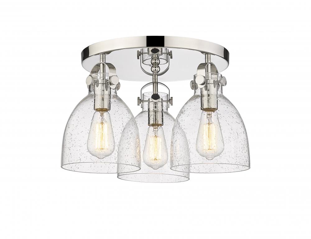 Newton Bell - 3 Light - 18 inch - Polished Nickel - Semi-Flush Mount