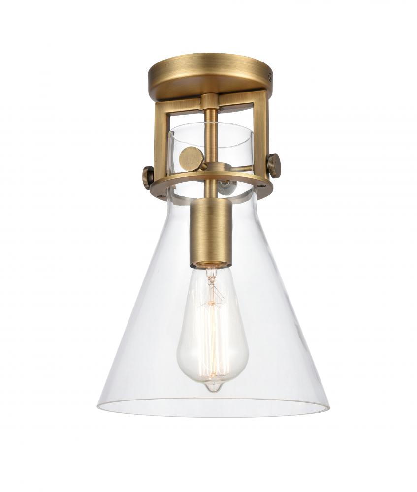 Newton Cone - 1 Light - 8 inch - Brushed Brass - Semi-Flush Mount
