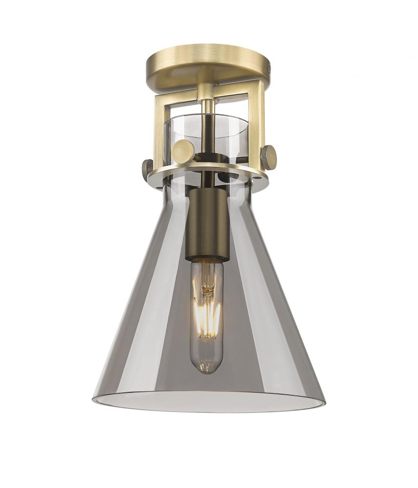 Newton Cone - 1 Light - 8 inch - Brushed Brass - Semi-Flush Mount