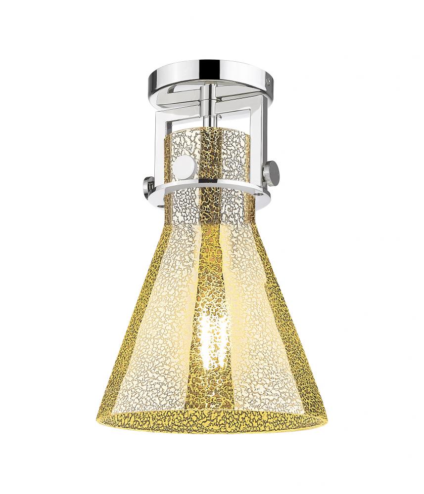 Newton Cone - 1 Light - 8 inch - Polished Nickel - Semi-Flush Mount