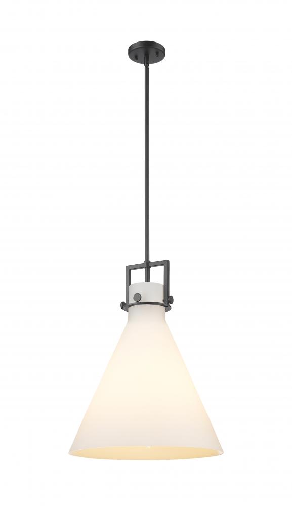 Newton Cone - 1 Light - 16 inch - Matte Black - Stem hung - Pendant