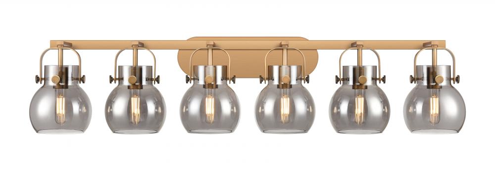 Pilaster II Sphere - 6 Light - 46 inch - Brushed Brass - Bath Vanity Light