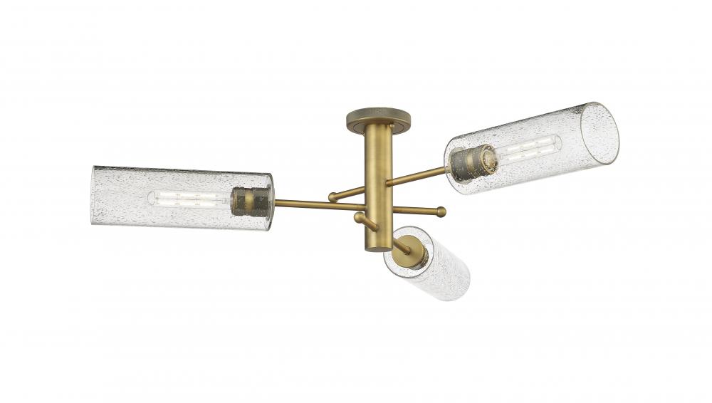 Crown Point - 3 Light - 34 inch - Brushed Brass - Semi-Flush Mount