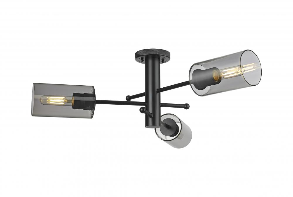 Crown Point - 3 Light - 34 inch - Matte Black - Semi-Flush Mount