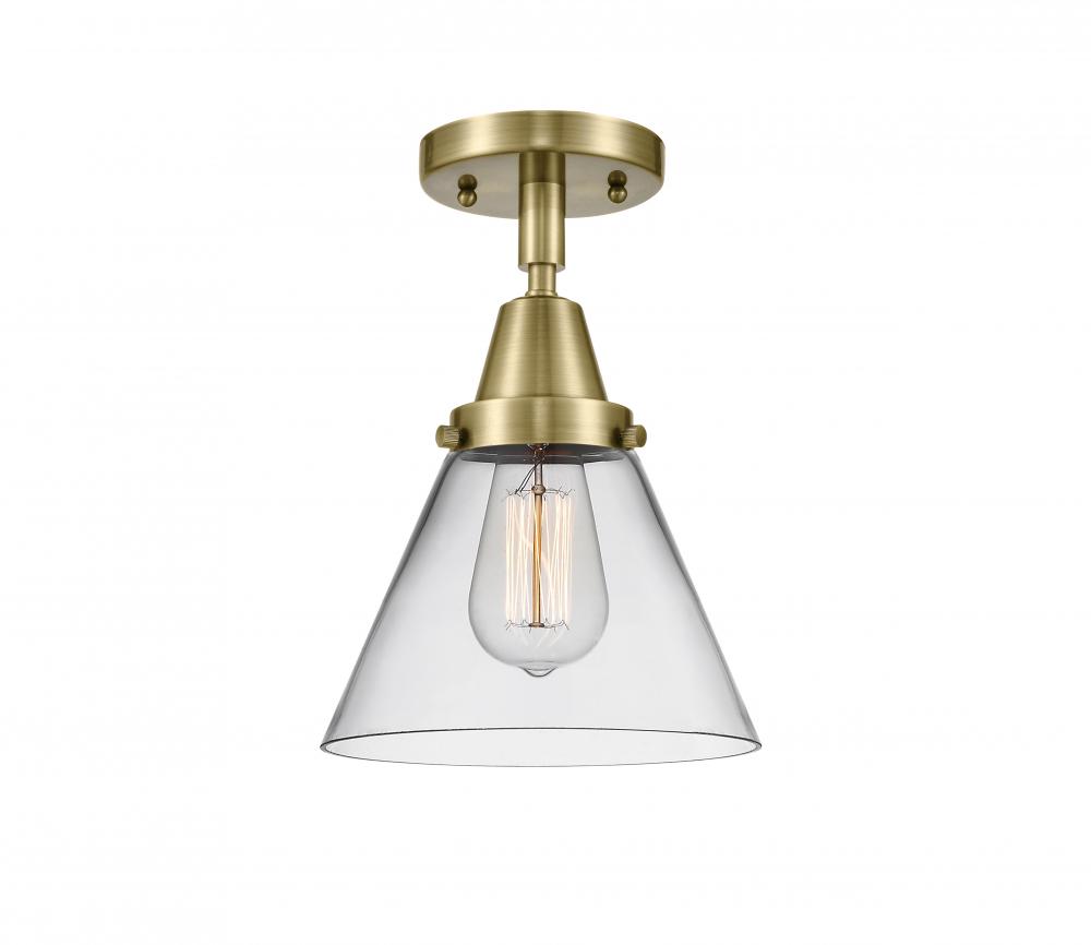 Cone - 1 Light - 8 inch - Antique Brass - Semi-Flush Mount