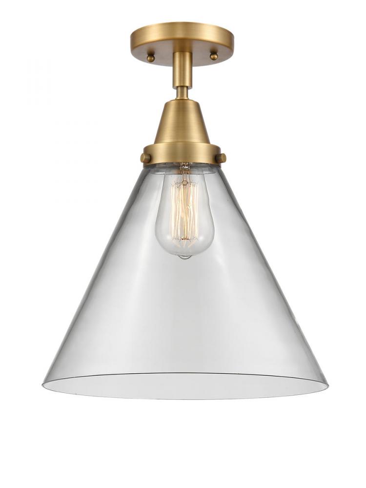 Cone - 1 Light - 12 inch - Brushed Brass - Semi-Flush Mount