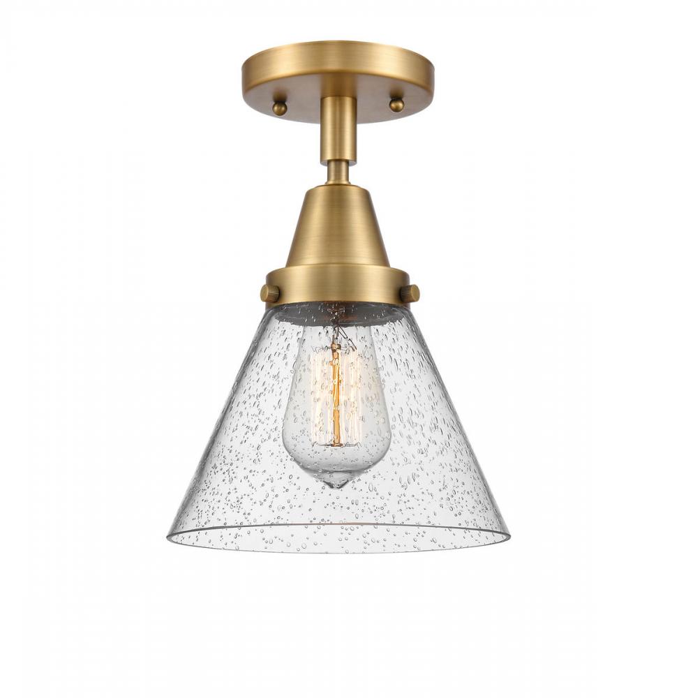 Cone - 1 Light - 8 inch - Brushed Brass - Semi-Flush Mount