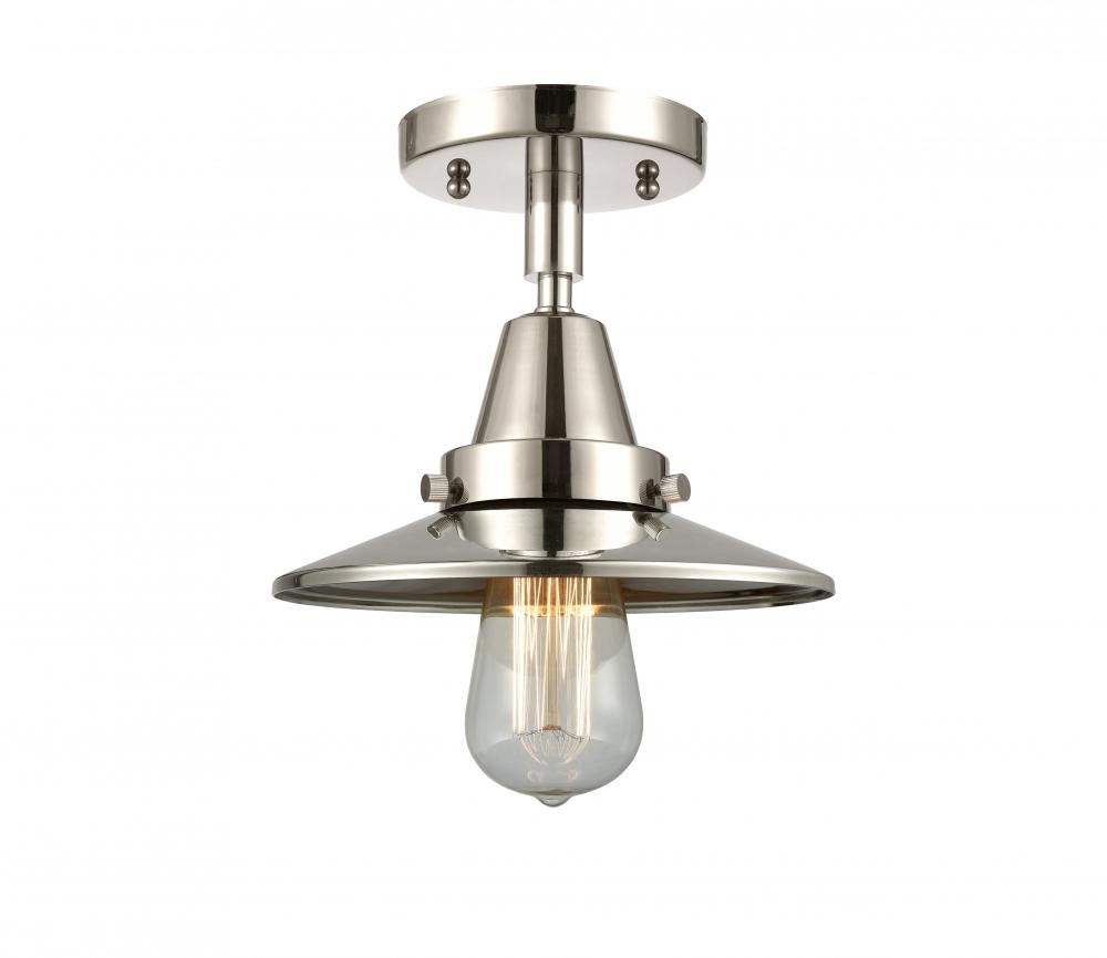 Railroad - 1 Light - 8 inch - Polished Nickel - Semi-Flush Mount
