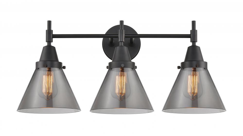 Cone - 3 Light - 26 inch - Matte Black - Bath Vanity Light