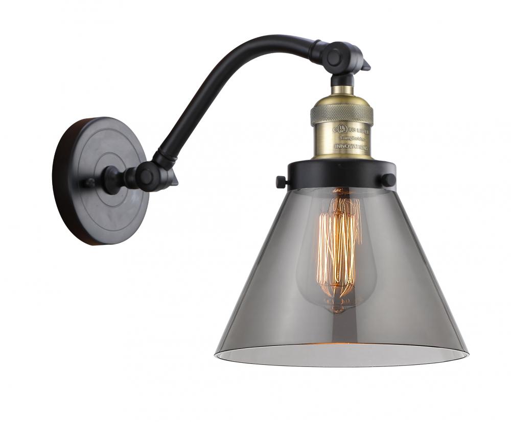 Cone - 1 Light - 8 inch - Black Antique Brass - Adjustable Sconce