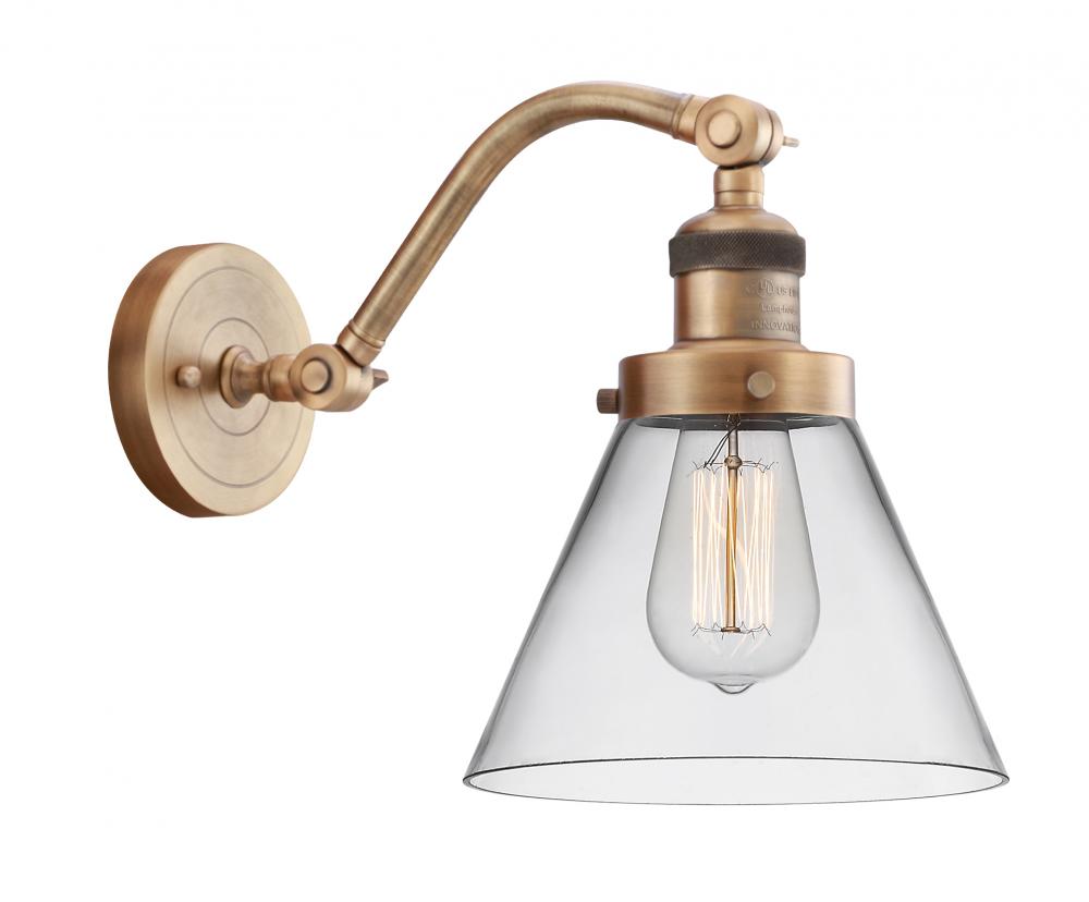 Cone - 1 Light - 8 inch - Brushed Brass - Adjustable Sconce