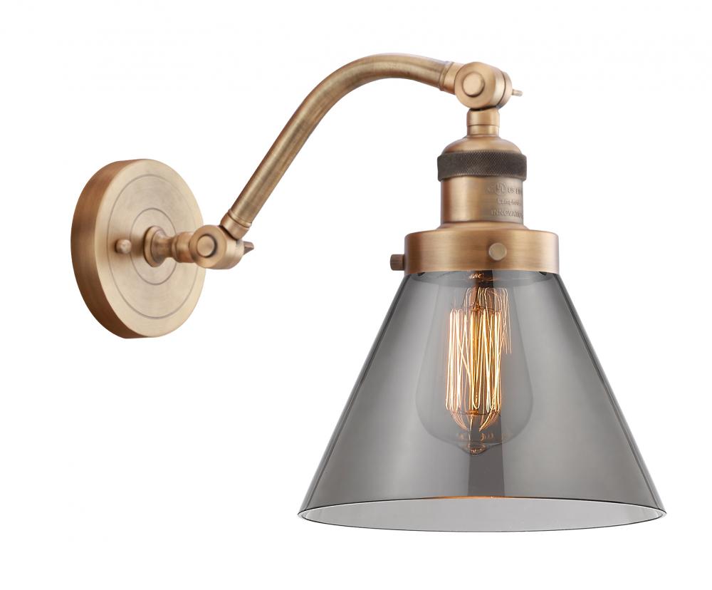 Cone - 1 Light - 8 inch - Brushed Brass - Adjustable Sconce