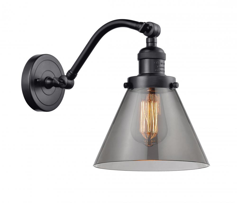 Cone - 1 Light - 8 inch - Matte Black - Adjustable Sconce