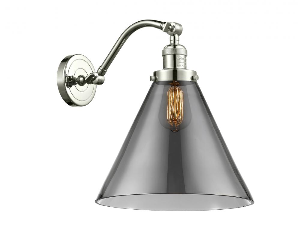 Cone - 1 Light - 12 inch - Polished Nickel - Adjustable Sconce