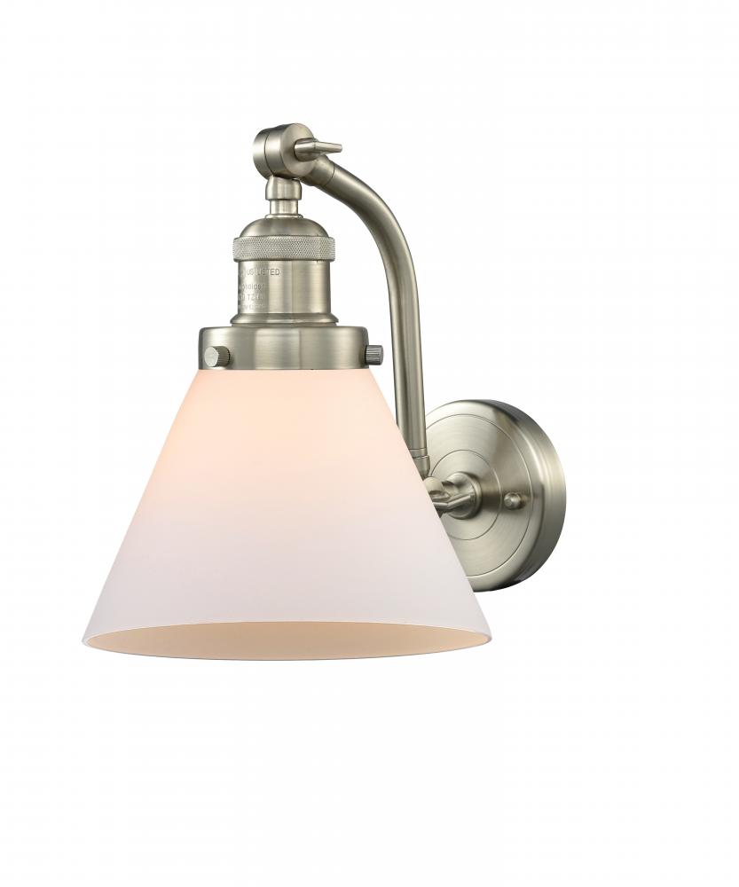 Cone - 1 Light - 8 inch - Brushed Satin Nickel - Adjustable Sconce