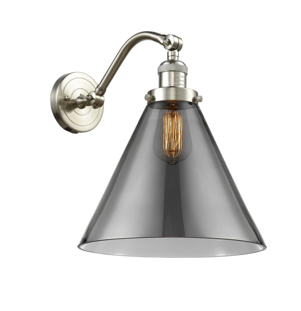 Cone - 1 Light - 12 inch - Brushed Satin Nickel - Adjustable Sconce