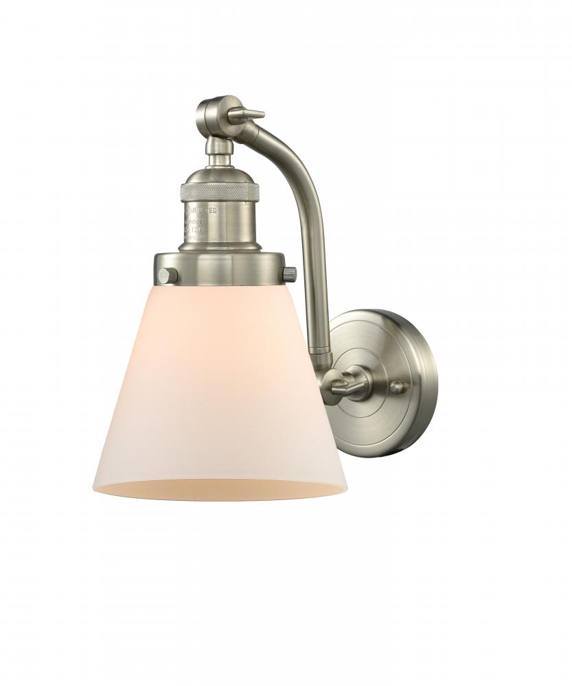 Cone - 1 Light - 7 inch - Brushed Satin Nickel - Adjustable Sconce