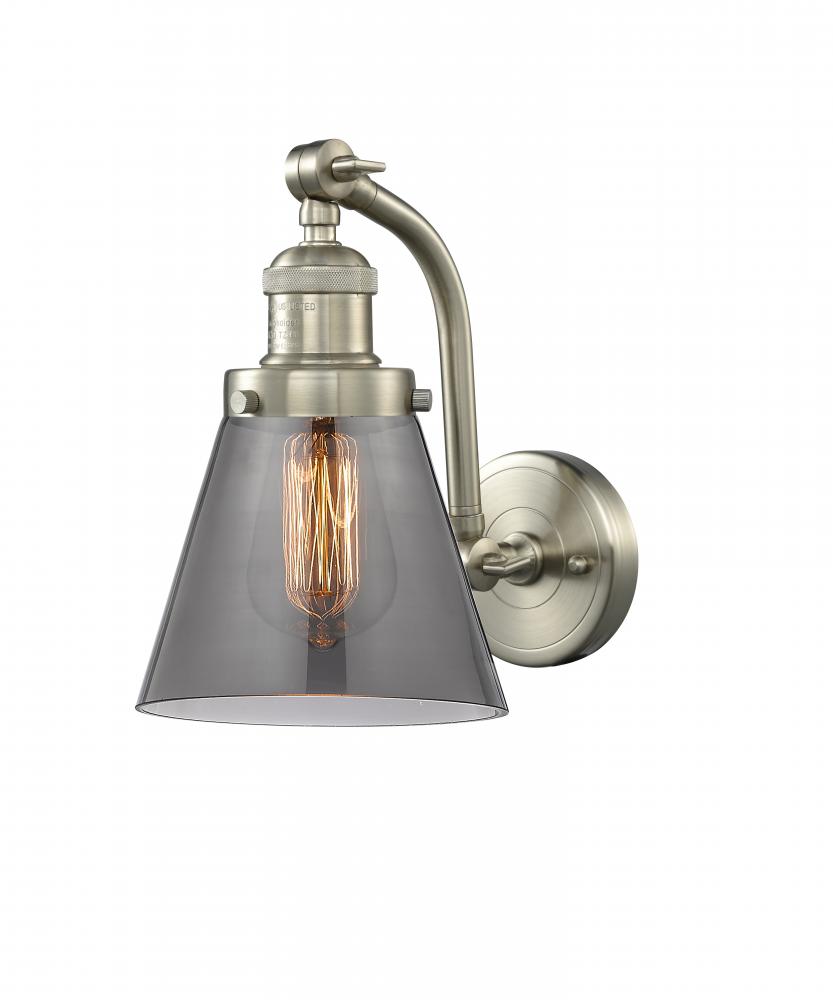 Cone - 1 Light - 7 inch - Brushed Satin Nickel - Adjustable Sconce