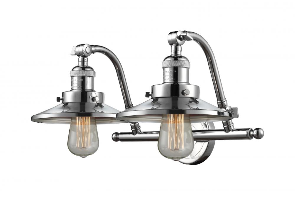 Railroad - 2 Light - 18 inch - Polished Chrome - Adjustable Bath Vanity Light