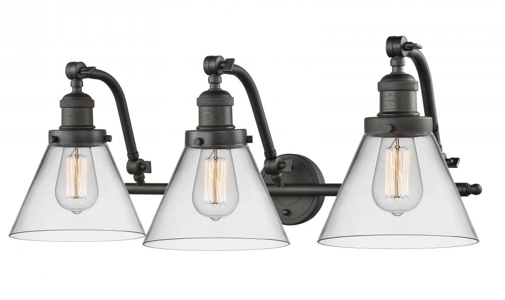 Cone - 3 Light - 28 inch - Oil Rubbed Bronze - Adjustable Bath Vanity Light