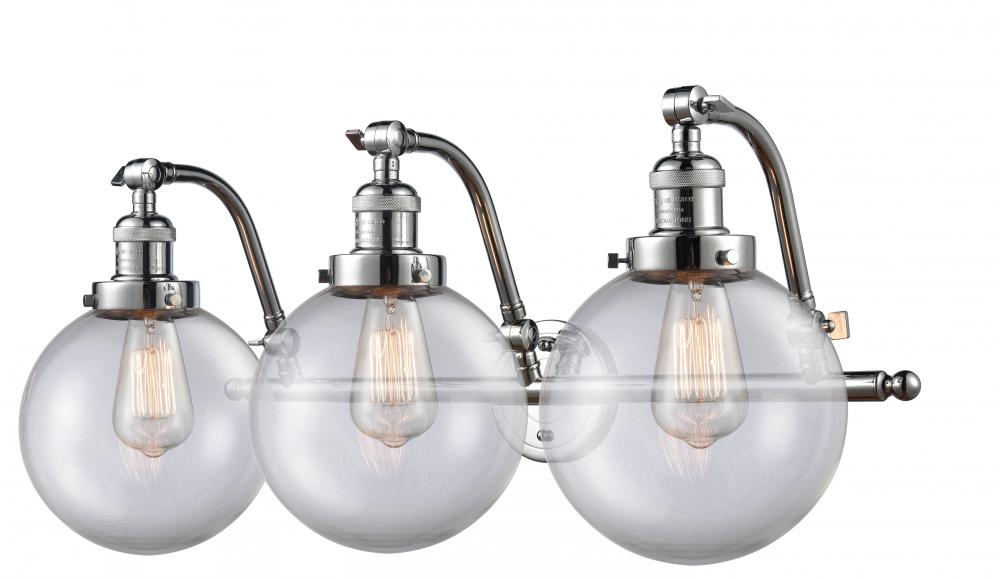 Beacon - 3 Light - 28 inch - Polished Chrome - Adjustable Bath Vanity Light