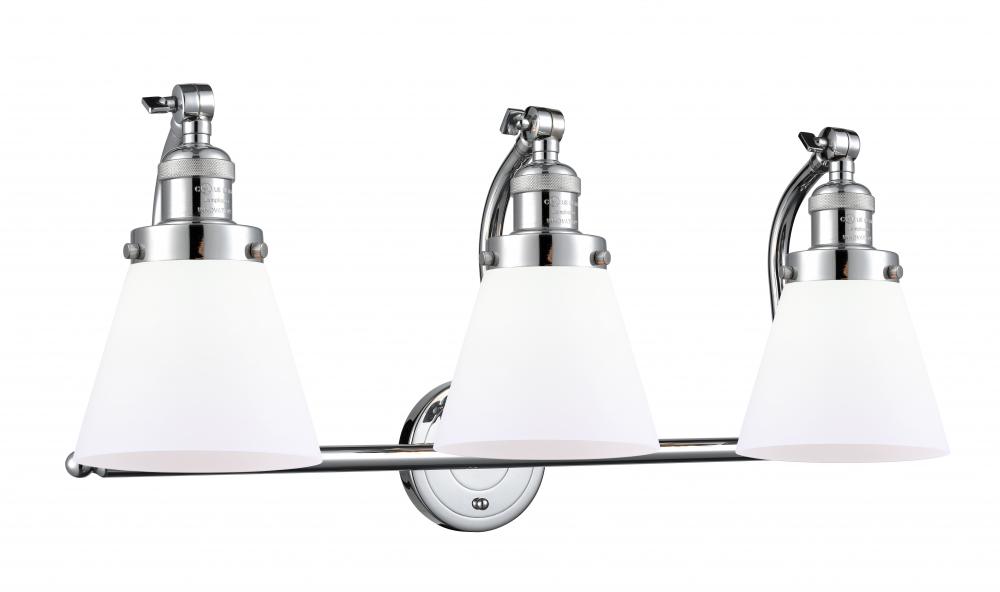 Cone - 3 Light - 28 inch - Polished Chrome - Adjustable Bath Vanity Light