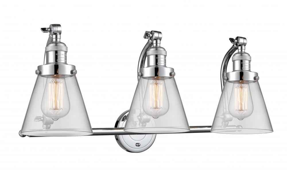 Cone - 3 Light - 28 inch - Polished Chrome - Adjustable Bath Vanity Light