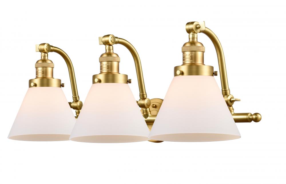 Cone - 3 Light - 28 inch - Satin Gold - Adjustable Bath Vanity Light