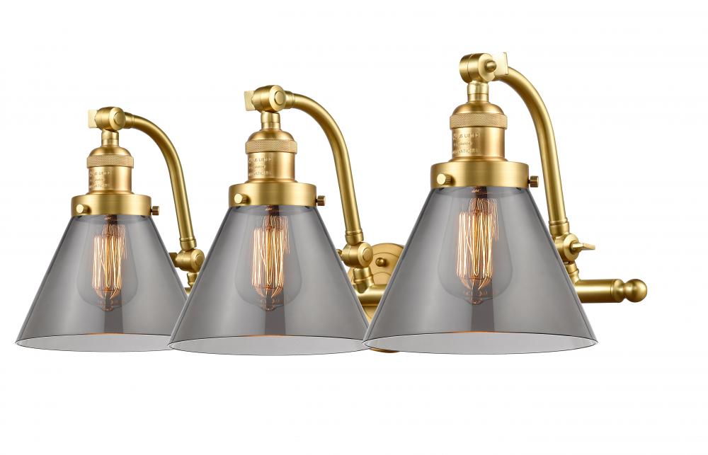 Cone - 3 Light - 28 inch - Satin Gold - Adjustable Bath Vanity Light